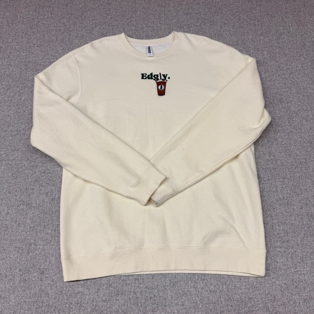 Independent Trading Company Edgly Coffee Sweatshirt XL Cream Graphic Crew Neck
